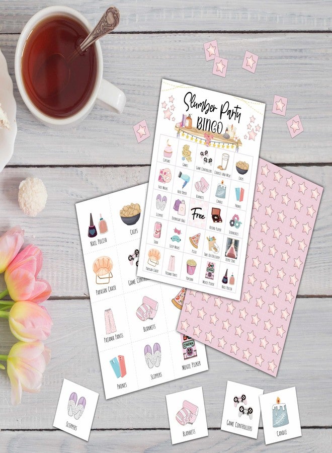 KFNER Slumber Party Bingo Games - Girls Sleepover Party Bingo Card - 24 Players Bingo Game Set for Adult Family Friends - Pajama Party Activities - Bridal Shower Party Favors Supplies -C04 - Image 3